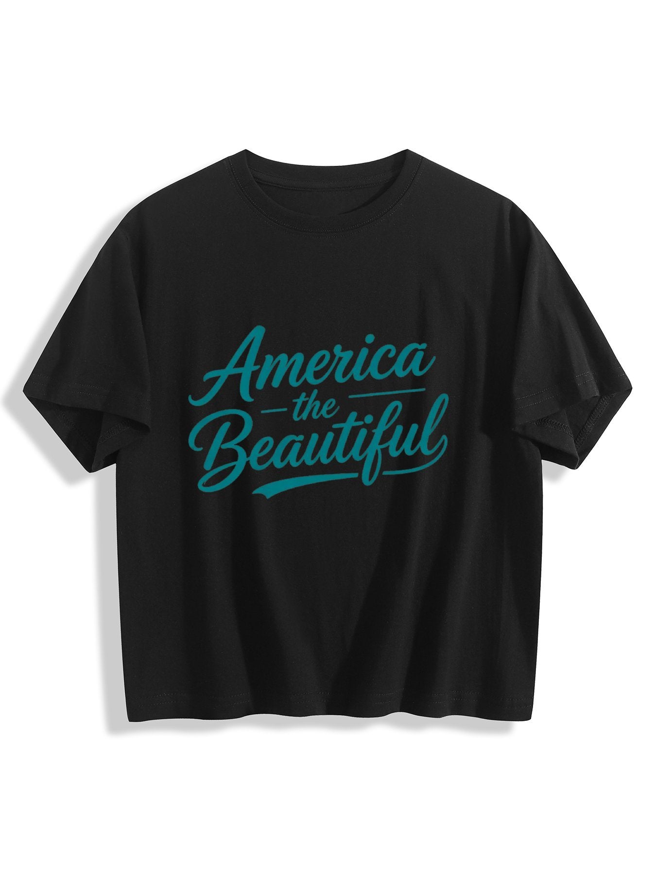 180g Pure Cotton Women's USA 250th. "America the Beautiful" Graphic T-Shirt,  Casual Cotton Tee for Daily Wear