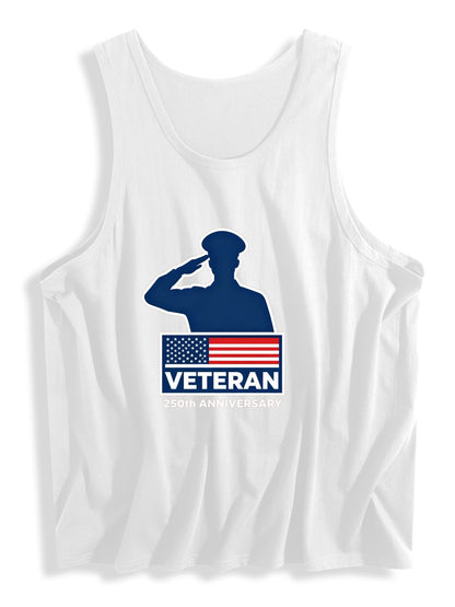 180g Pure Cotton Men's Patriotic "VETERAN" Graphic  T-Shirt, USA Casual Cotton Tee