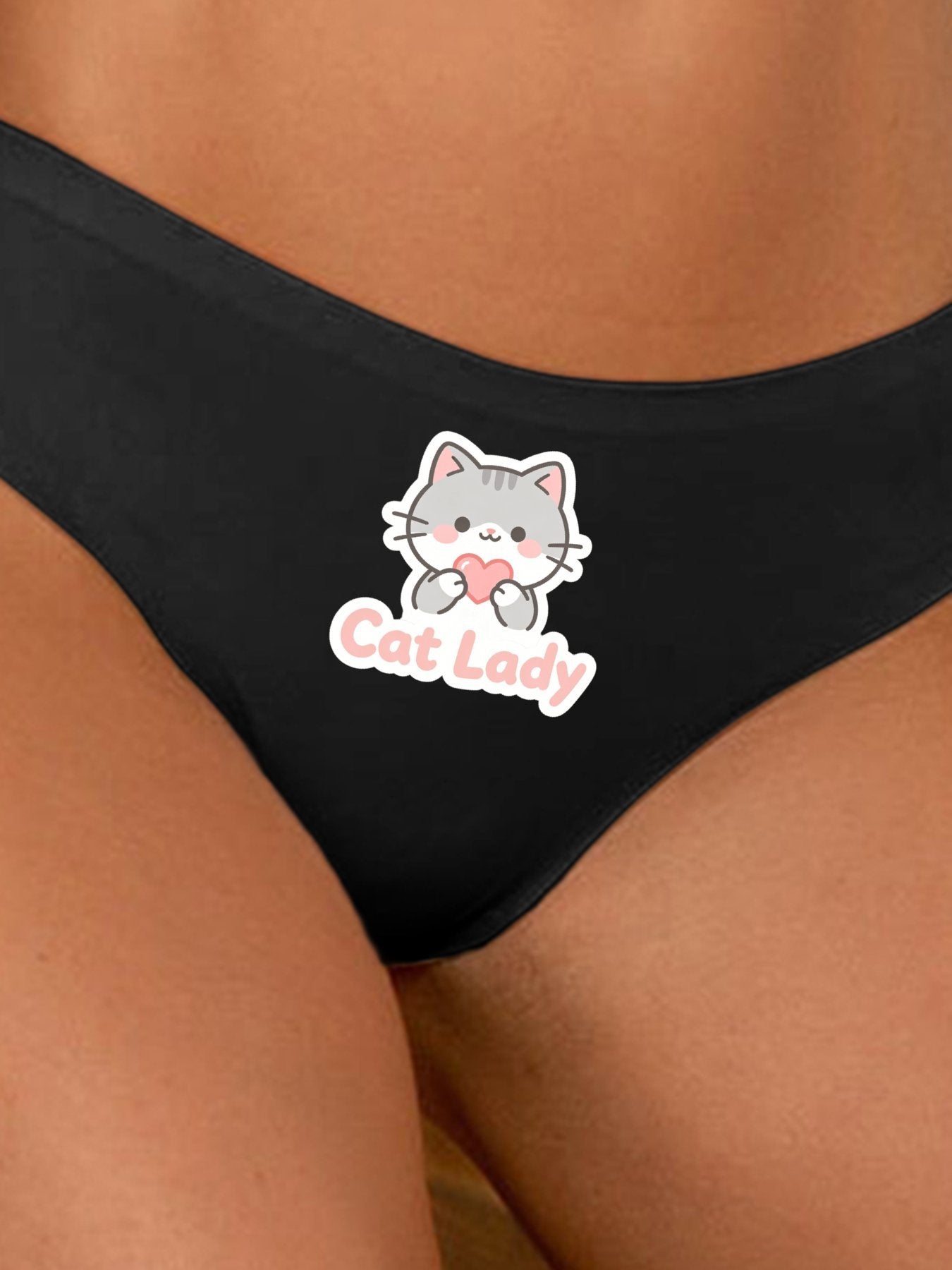 Customized Seamless Fit Underwear with "Cat Lady" Graphic Printed, Stylish Bikini Cut for Daily Wearing and Gift