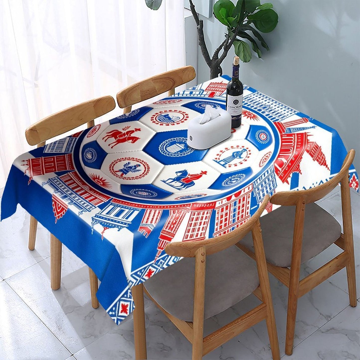 55"×70" Rectangular Straight Edge Tablecloth, Customiz Print Washable Cover for Home & Party