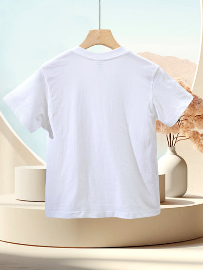 Kids Cute Graphic Cotton T-Shirt, Boys Girls Casual Short Sleeve Tee
