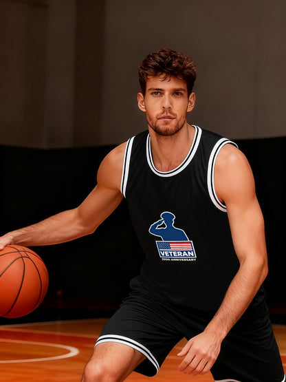 Custom Adult Basketball Jersey Personalized Print Basketball Top, USA 250th. Veteran Graphic