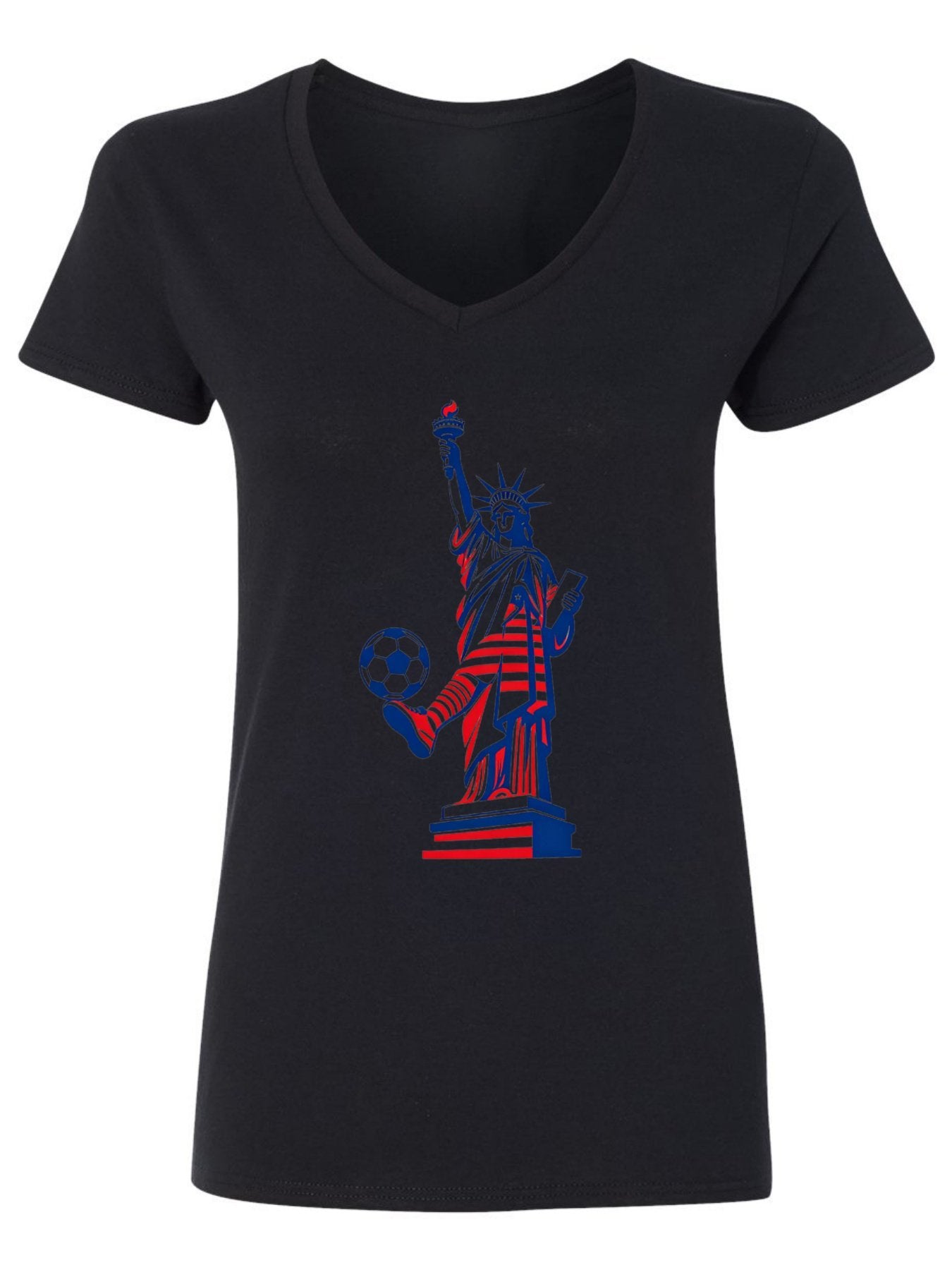 120g Pure Cotton V-neck Women's World Cup USA Soccer Graphic T-Shirt,  Casual Cotton Tee for Daily Wear