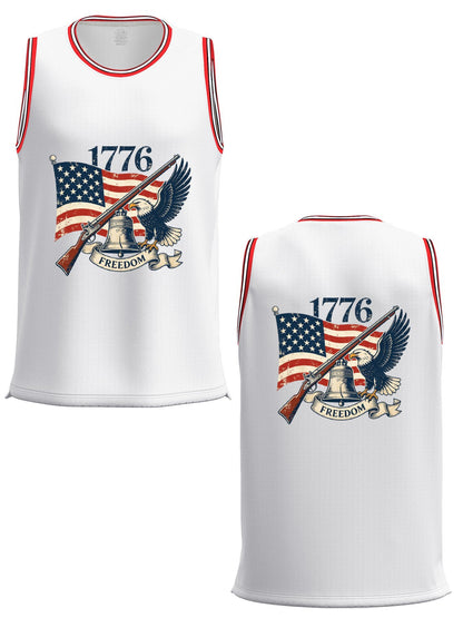 Custom Adult Basketball Jersey Personalized Print Basketball Top, USA 250th. Veteran Graphic