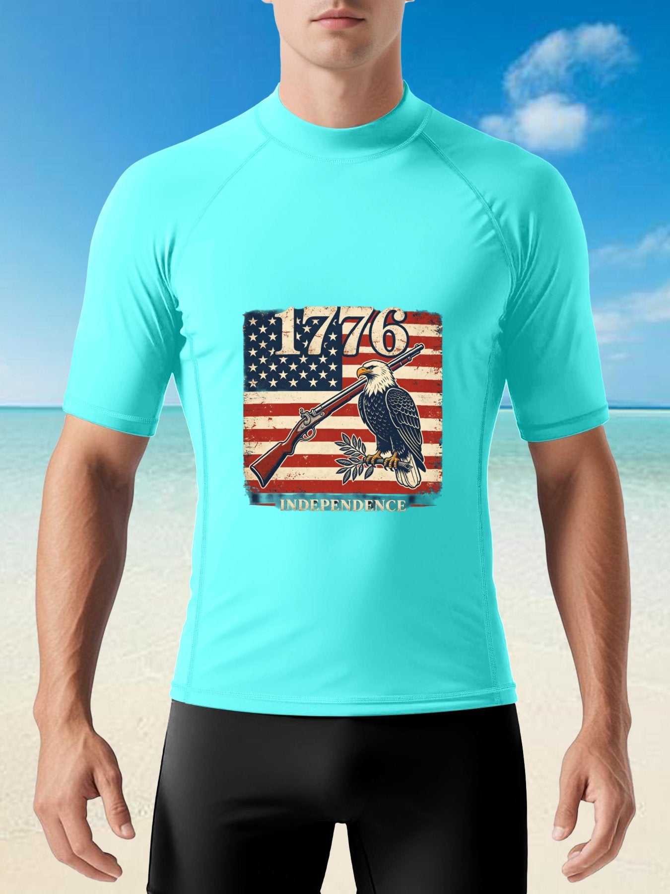 Retro Surf Graphic Suit, USA 250th. "Independence" Graphic Comfortable Water Sport Outfit as Gift for Men