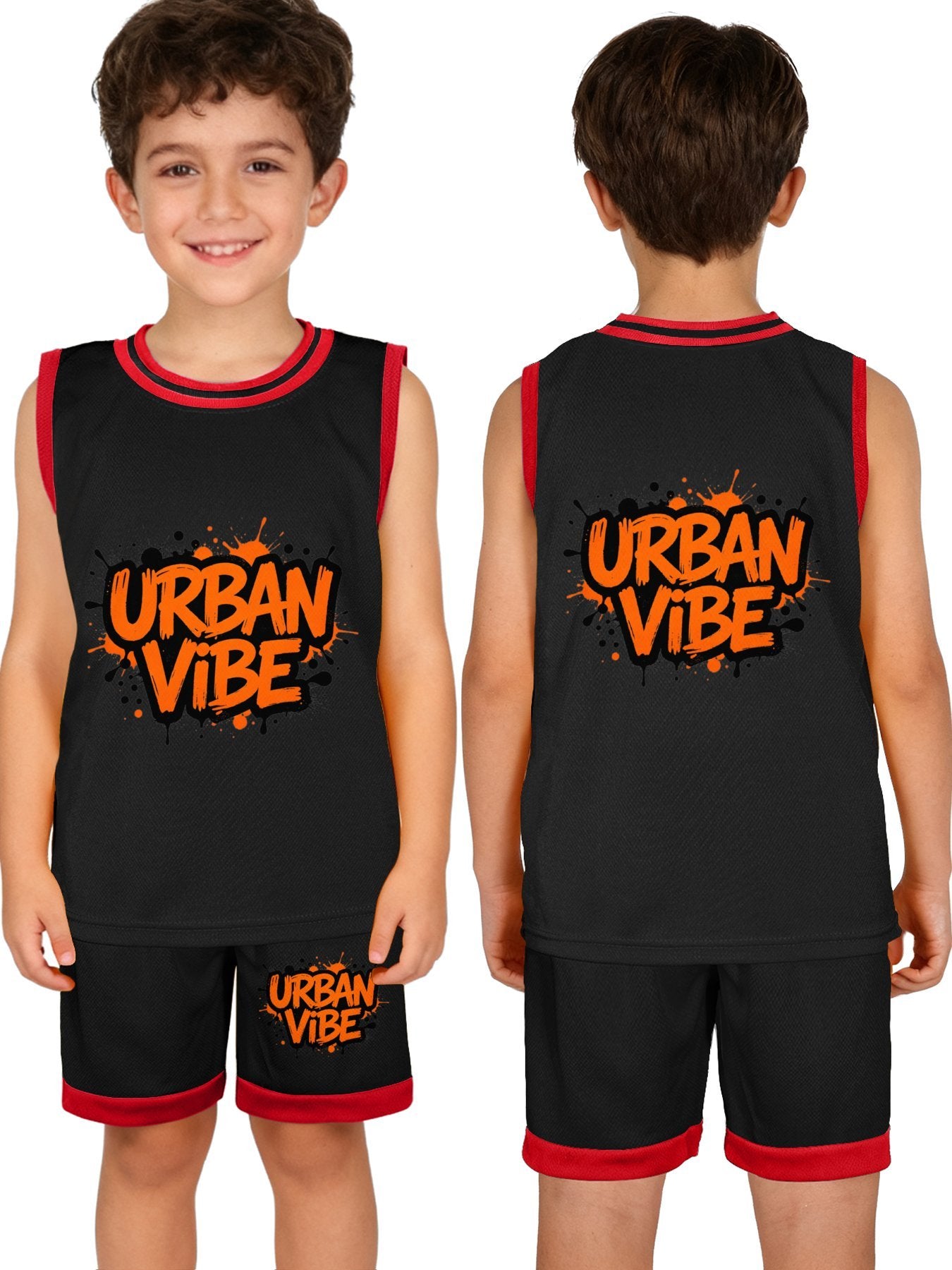 Kids Basketball Training Set, Youth Printed Basketball Suit Set for Daily Play