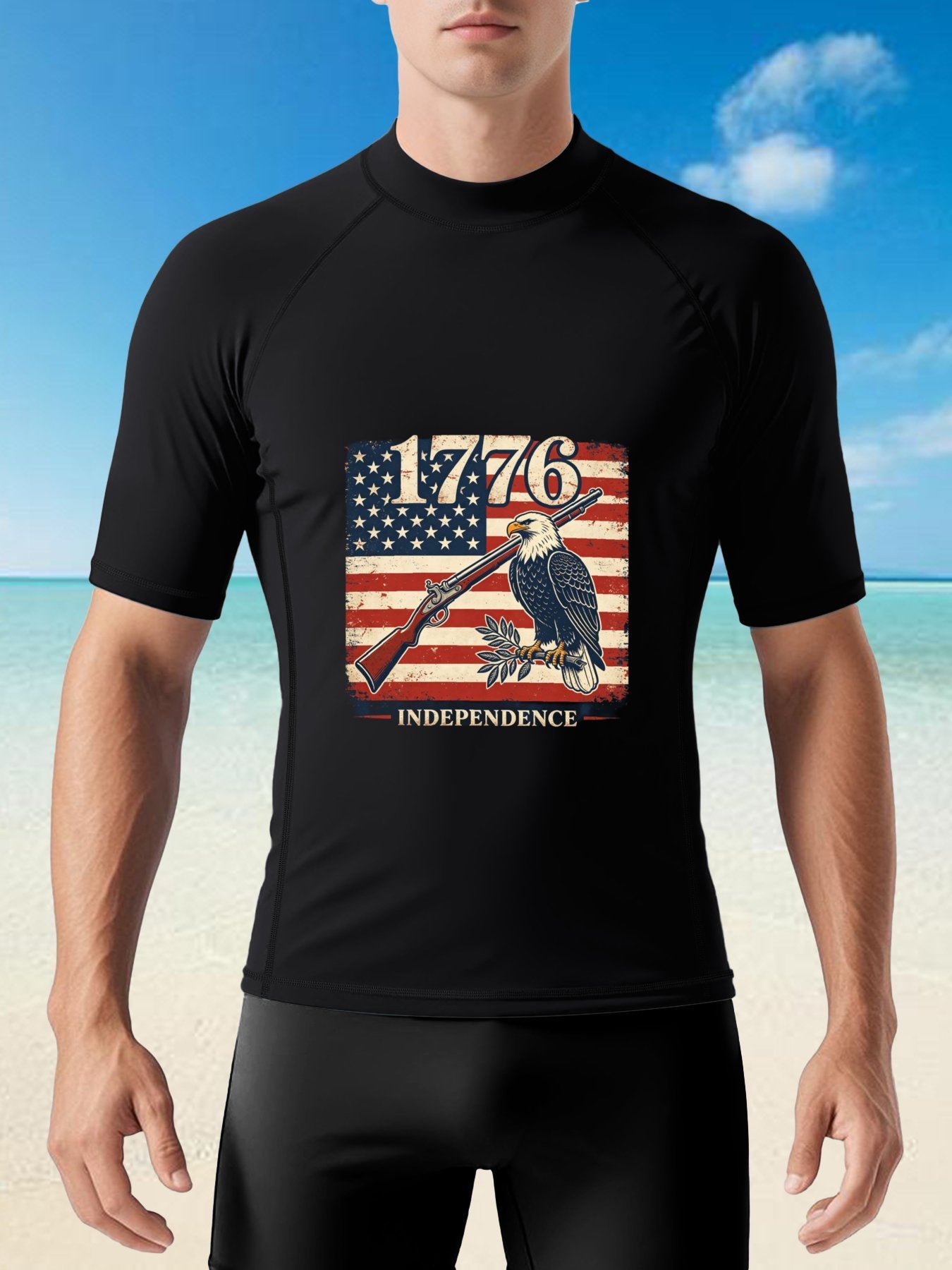 Retro Surf Graphic Suit, USA 250th. "Independence" Graphic Comfortable Water Sport Outfit as Gift for Men