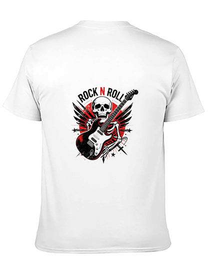 180g Pure Cotton Men's and Women's  "ROCK N ROLL" Graphic T-Shirt, USA Casual Cotton Tee