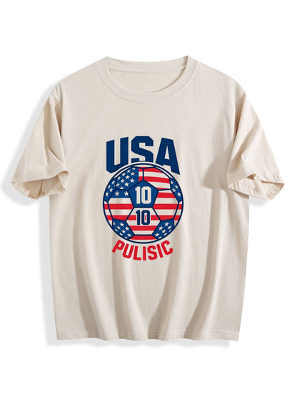 180g Pure Cotton Women's  World Cup "Pulisic" Graphic T-Shirt, USA Casual Cotton Tee