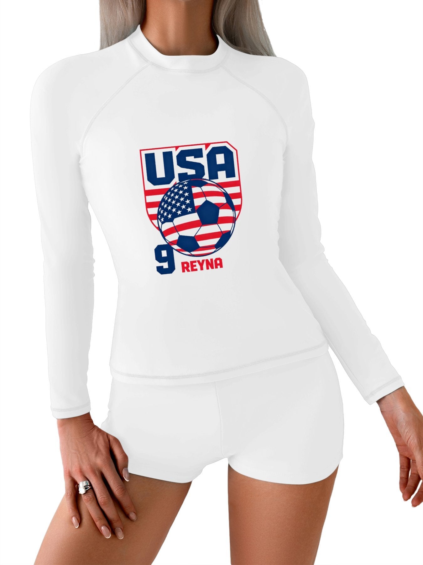 Printed Surf Wear Set, World Cup 2026 USA Graphic Customize Comfort Stretchy Bathing Suit for Ladies Outdoor Water Sports