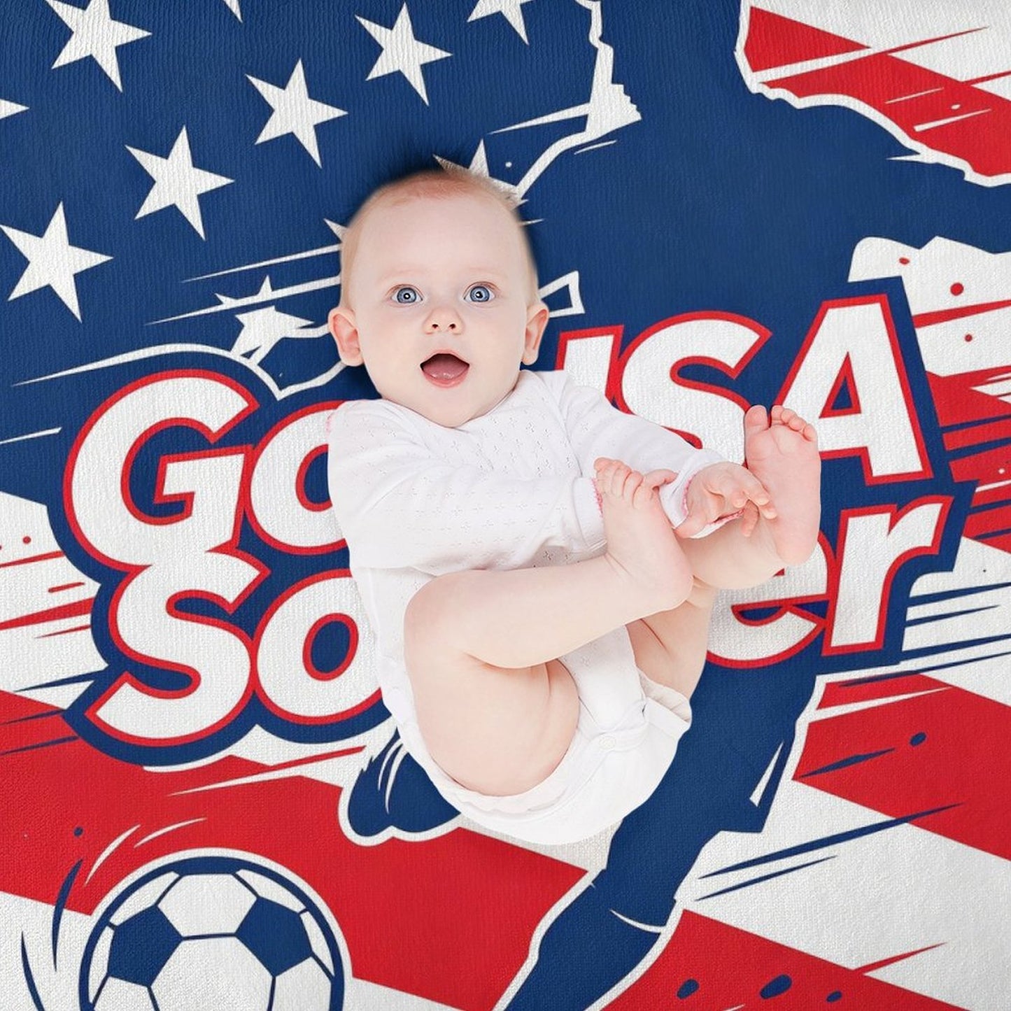 30"x 40" 280gsm Flannel + 220gsm Sherpa Fleece Blanket World Cup"GO USA SOCCER" Graphic Blanket, Soft Cover for Daily Use