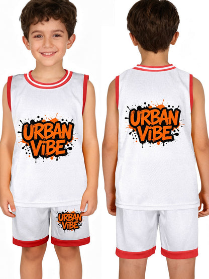 Kids Basketball Training Set, Youth Printed Basketball Suit Set for Daily Play
