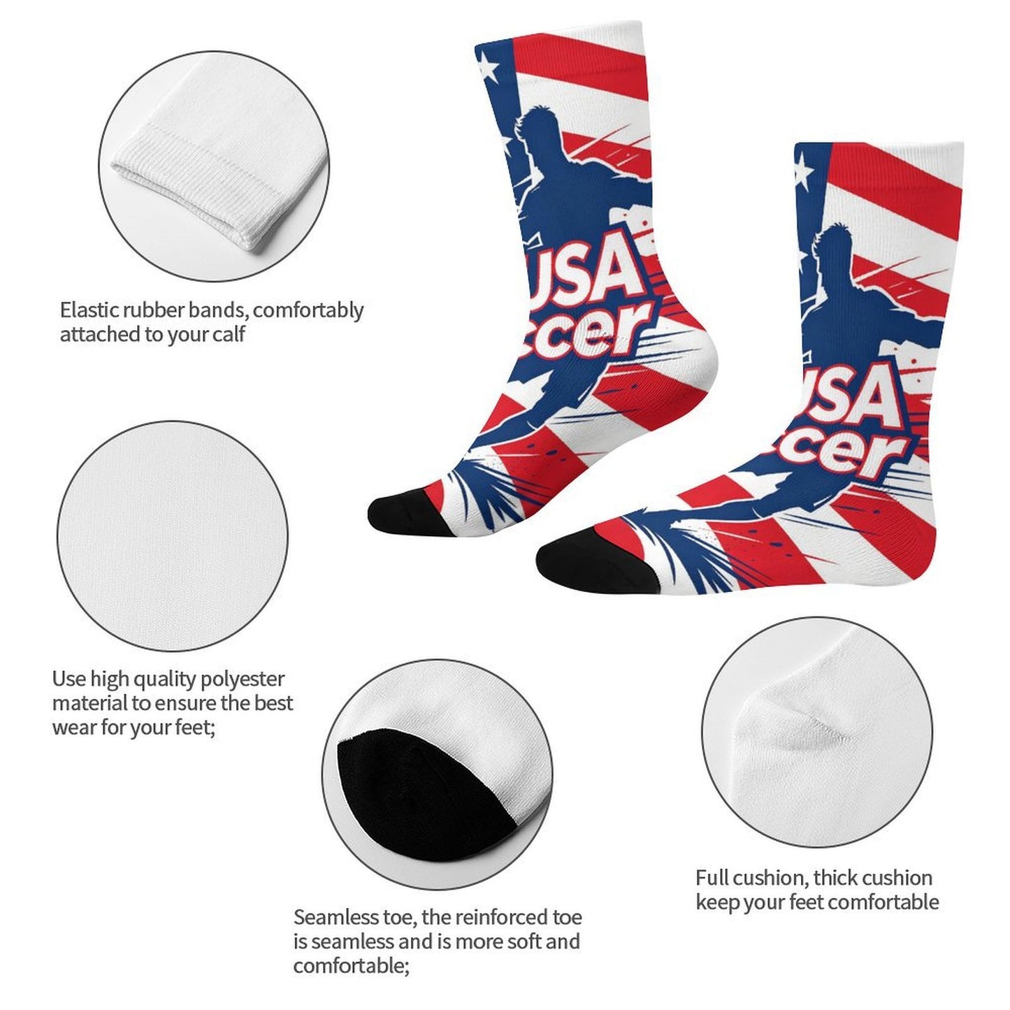 Boys & Girls Full Graphic Printed Socks ,World Cup 2026 USA Graphic, Stretchy Casual Socks for Children