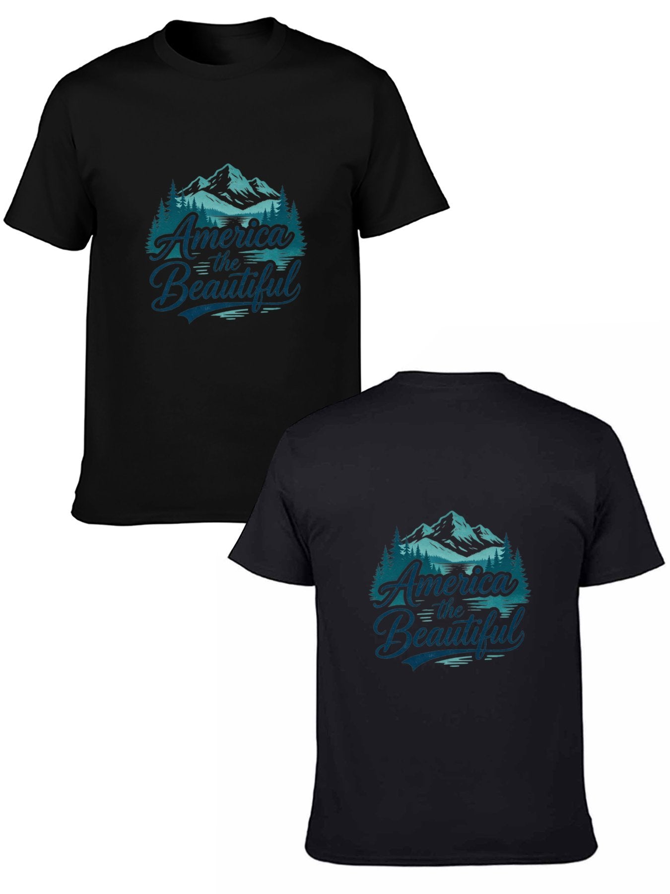 180g Pure Cotton Men's and Women's USA 250th. "America the Beautiful" Graphic T-Shirt, USA Casual Cotton Tee