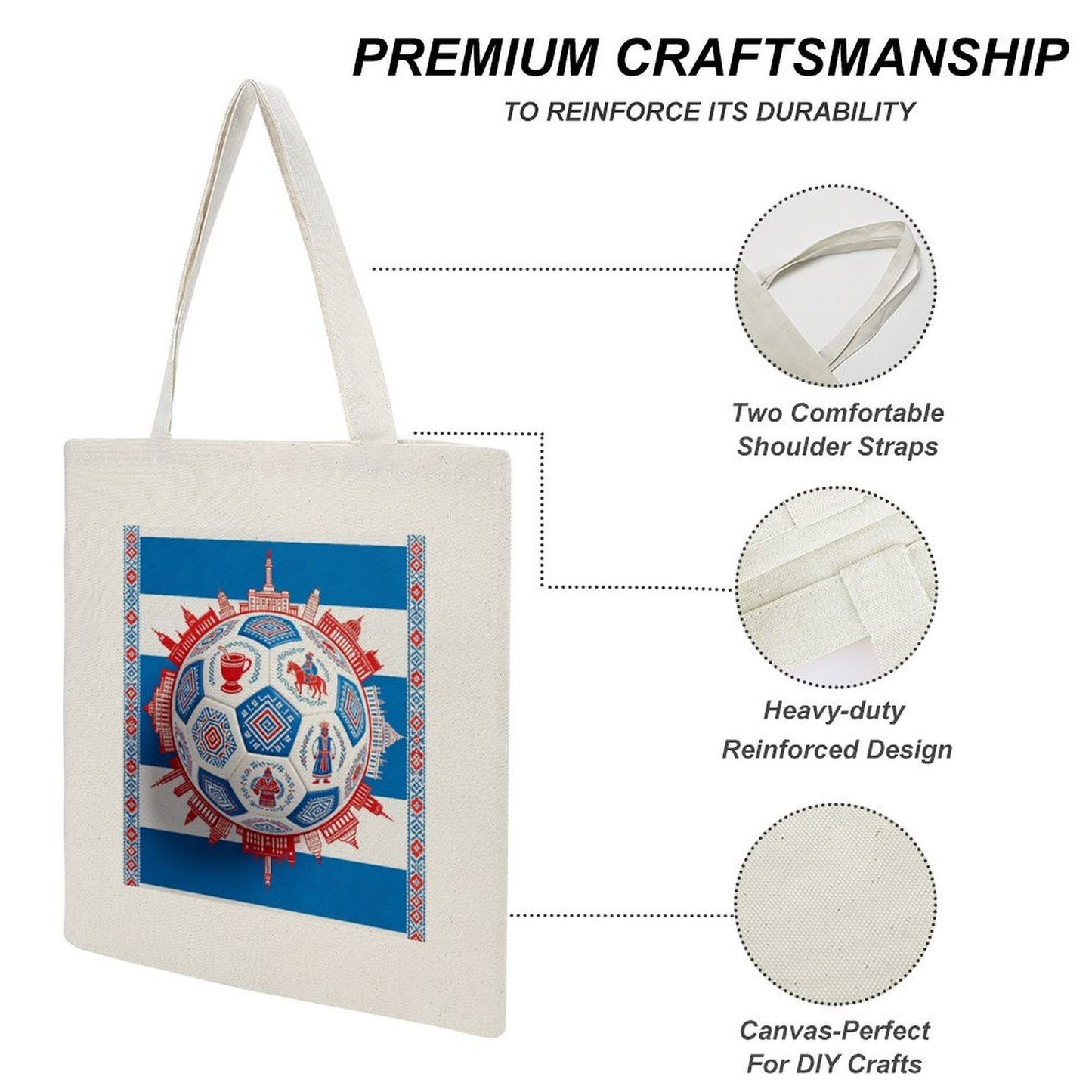 34x40cm World Cup Uruguay Canvas Tote Bag, Practical Daily Use Carry Bag,Fashion Eco-Friendly Tote for Outdoor