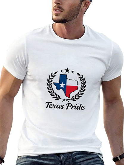 180g Pure Cotton Men's and Women's Texas State Pride Graphic T-Shirt, USA Casual Cotton Tee