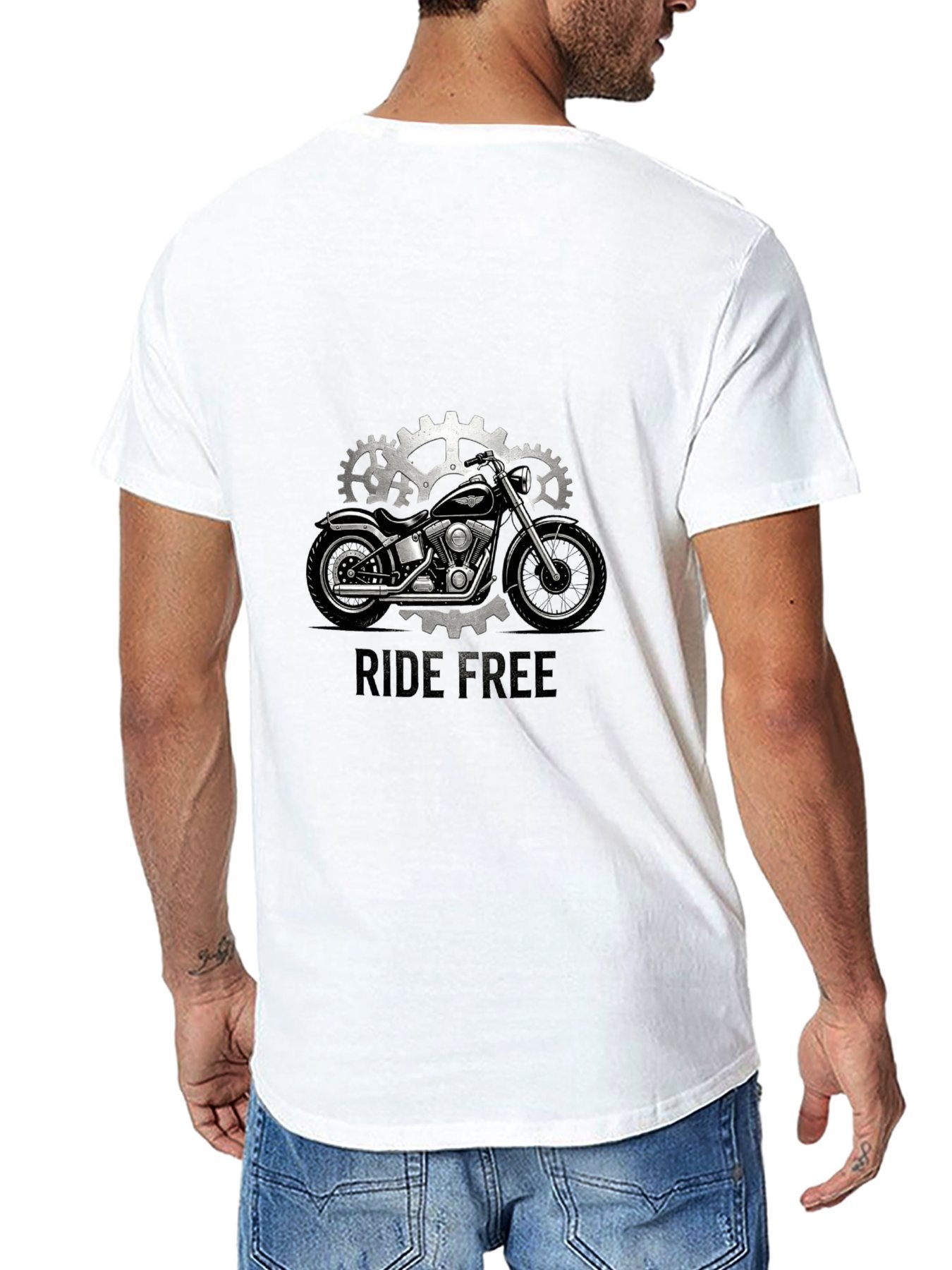 180g Pure Cotton Men's and Women's  "RIDE FREE" Graphic T-Shirt, USA Casual Cotton Tee