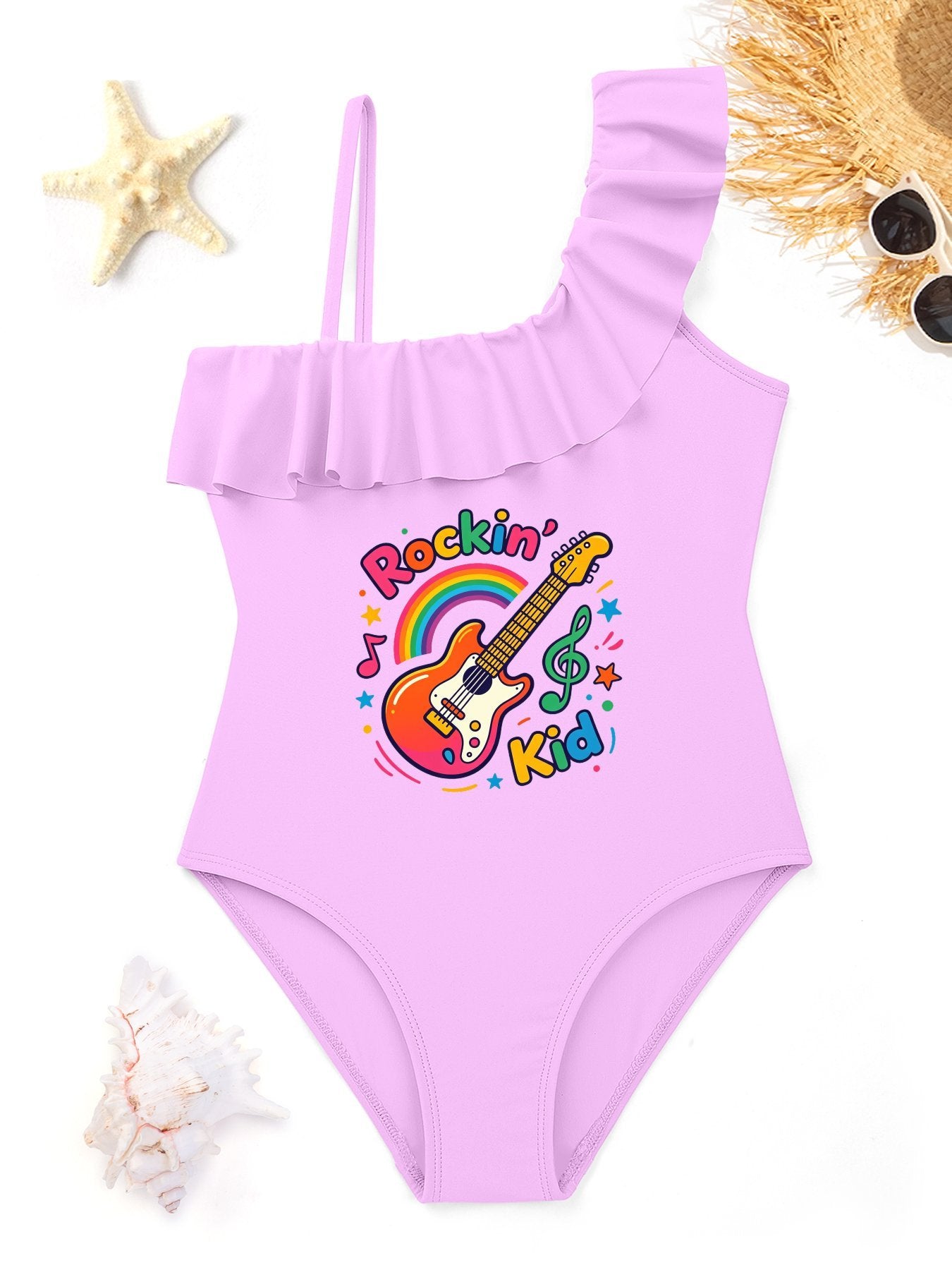 Printed Ruffled One Piece Swimsuit, Cute Summer Bathing Suit for Girls Beach Pool Party