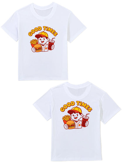 180g Pure Cotton Kid's "Good Times" Graphic T-Shirt, Casual Cotton Tee for Daily Wear