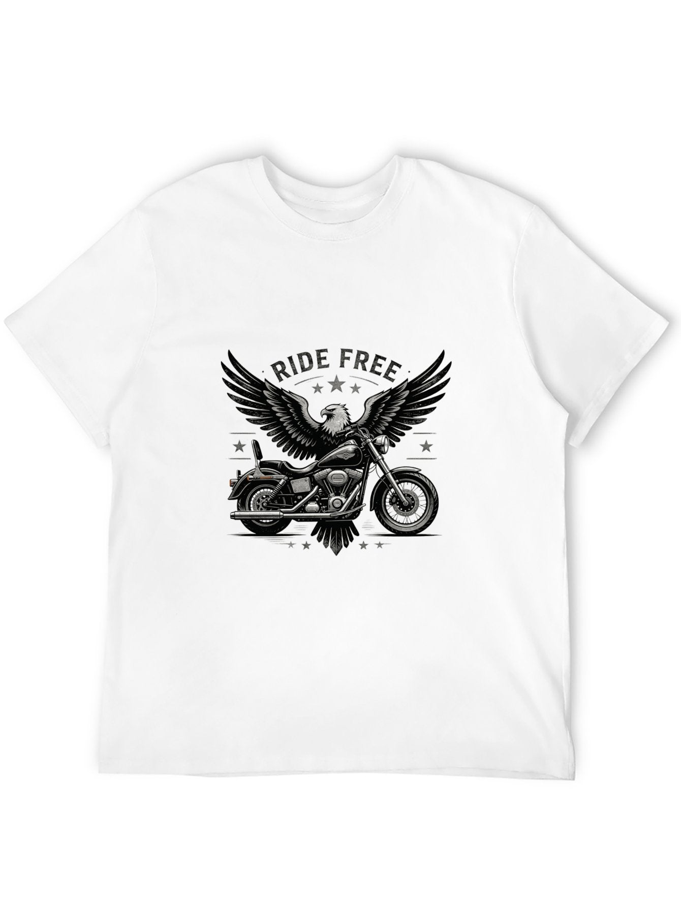 180g Pure Cotton Men's and Women's  "RIDE FREE" Graphic T-Shirt, USA Casual Cotton Tee