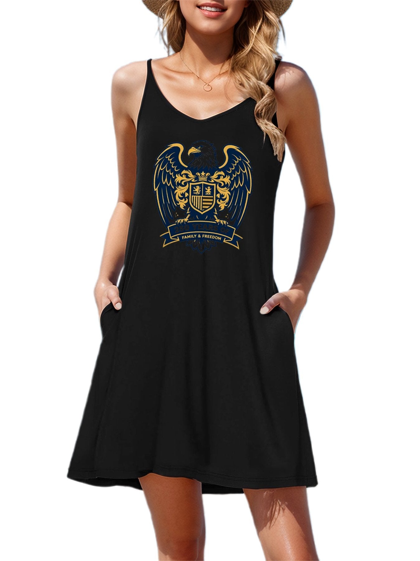 Customize Women's Graphic Strap Dress, Unique Printing Casual Sleeveless Summer Dress