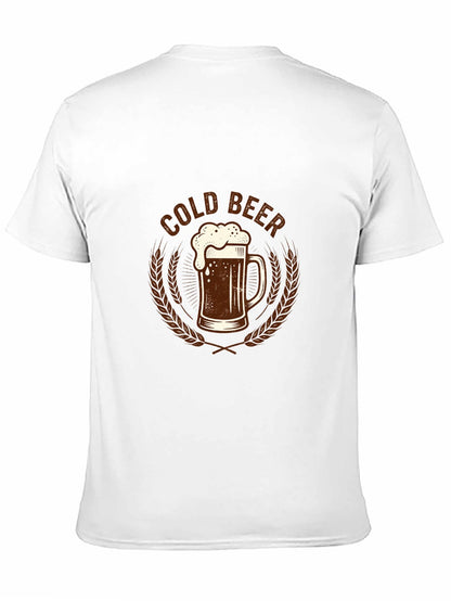 180g Pure Cotton Men's and Women's Summer "COLD BEER" Graphic T-Shirt, USA Casual Cotton Tee