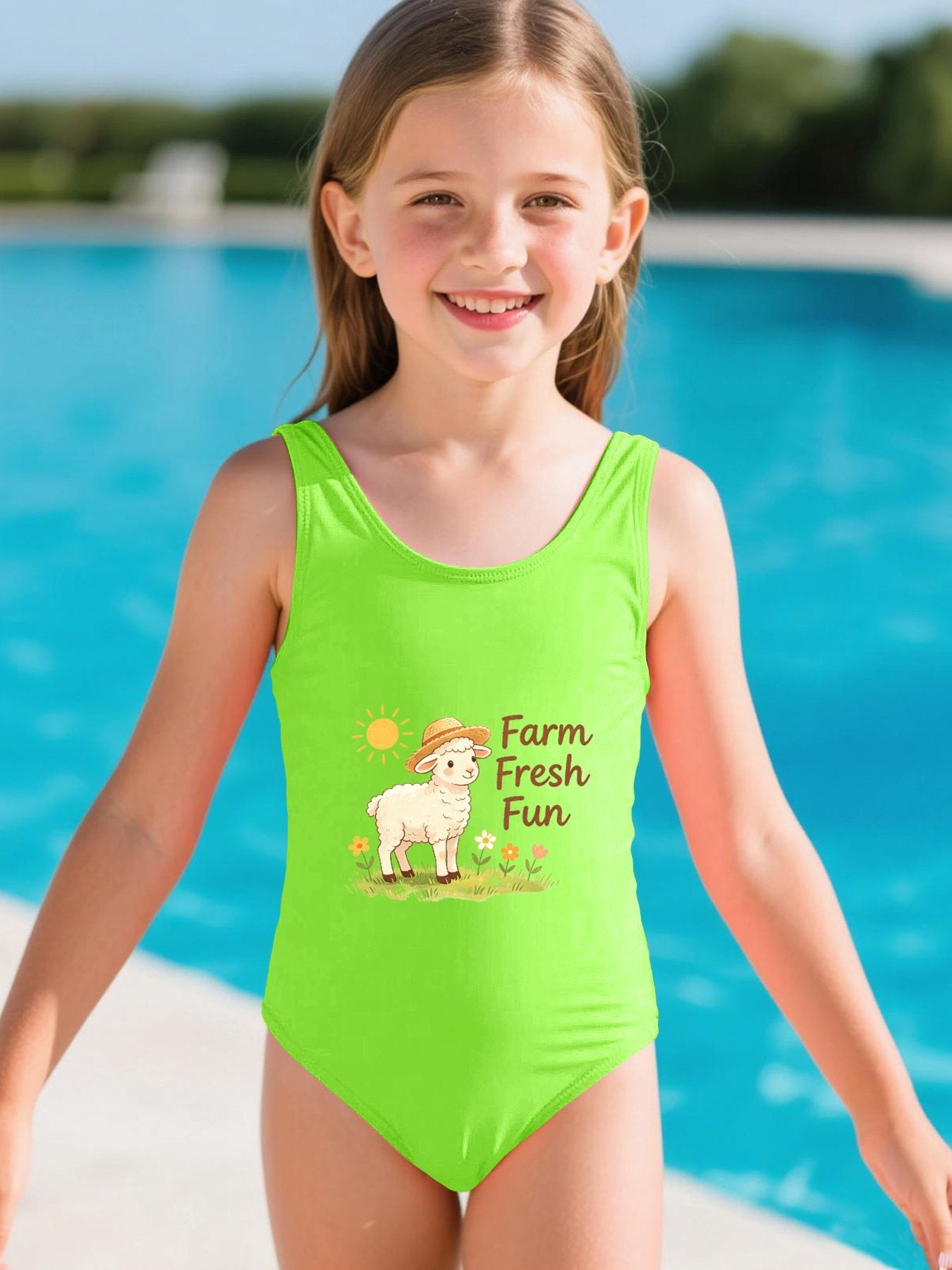 Cute Graphic One Piece Swimsuit for Girls, Perfect Summer Vacation Bathing Suit