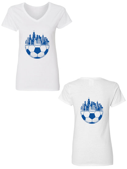 Pure Cotton V-neck Women's World Cup City Graphic T-Shirt, USA Casual Cotton Tee