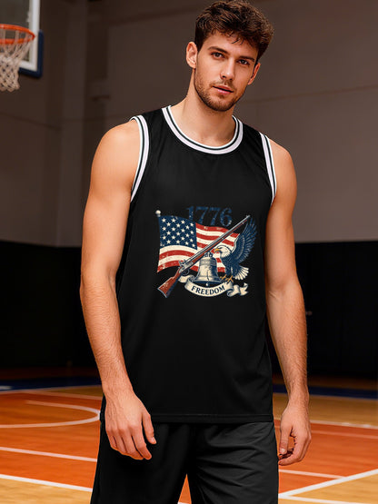 Custom Adult Basketball Jersey Personalized Print Basketball Top, USA 250th. Veteran Graphic