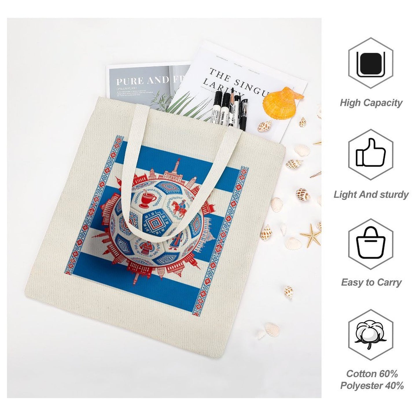 34x40cm World Cup Uruguay Canvas Tote Bag, Practical Daily Use Carry Bag,Fashion Eco-Friendly Tote for Outdoor