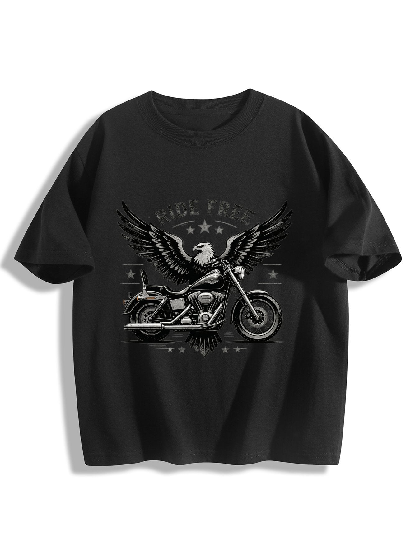 180g Pure Cotton Teenagers "Ride Free" Graphic Casual Cotton Tee for Boys Girls