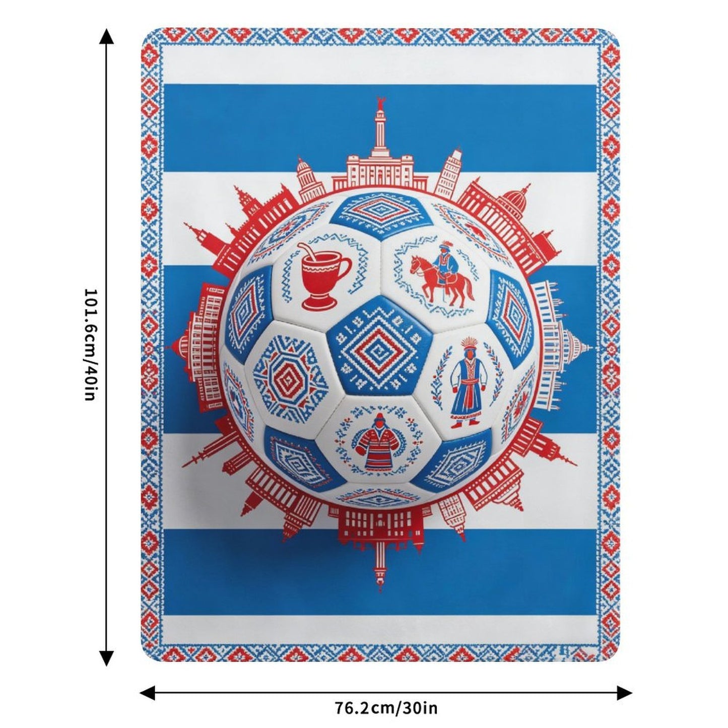 30"x 40" 280gsm Flannel + 220gsm Sherpa Fleece Blanket World Cup Uruguay Graphic Blanket, Soft Cover for Daily Use