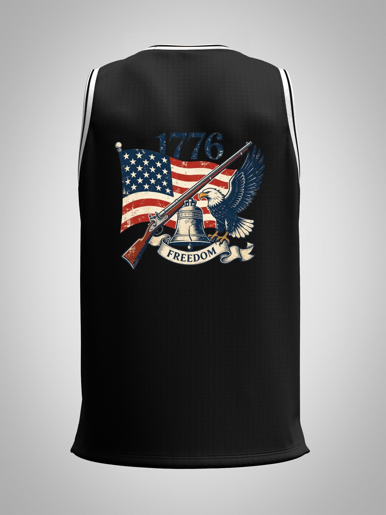 Custom Adult Basketball Jersey Personalized Print Basketball Top, USA 250th. Veteran Graphic