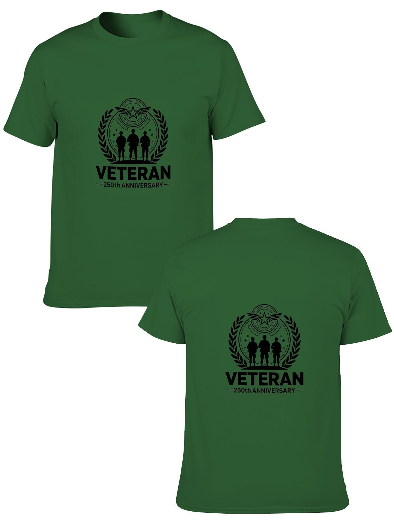 180g Pure Cotton Men's and Women's Patriotic "Veteran" Graphic Casual Cotton Tee for Daily Wear