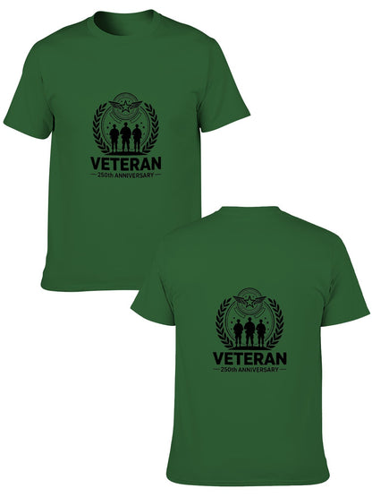 180g Pure Cotton Men's and Women's Patriotic "Veteran" Graphic Casual Cotton Tee for Daily Wear
