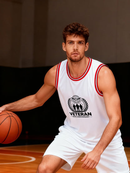 Custom Adult Basketball Jersey Personalized Print Basketball Top, USA 250th. Veteran Graphic