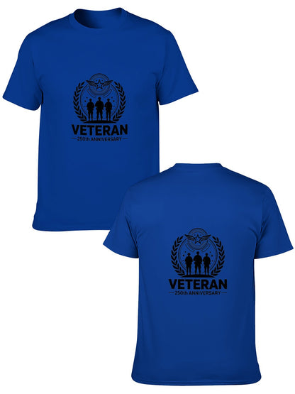180g Pure Cotton Men's and Women's Patriotic "Veteran" Graphic Casual Cotton Tee for Daily Wear