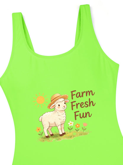 Cute Graphic One Piece Swimsuit for Girls, Perfect Summer Vacation Bathing Suit