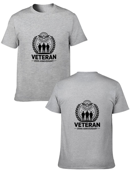 180g Pure Cotton Men's and Women's Patriotic "Veteran" Graphic Casual Cotton Tee for Daily Wear