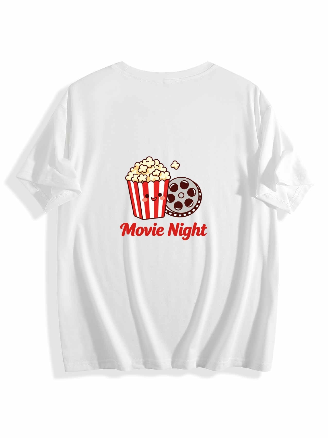 180g Women's "Movie Tonight" Graphic T-Shirt, Casual Cotton Tee for Daily Wear