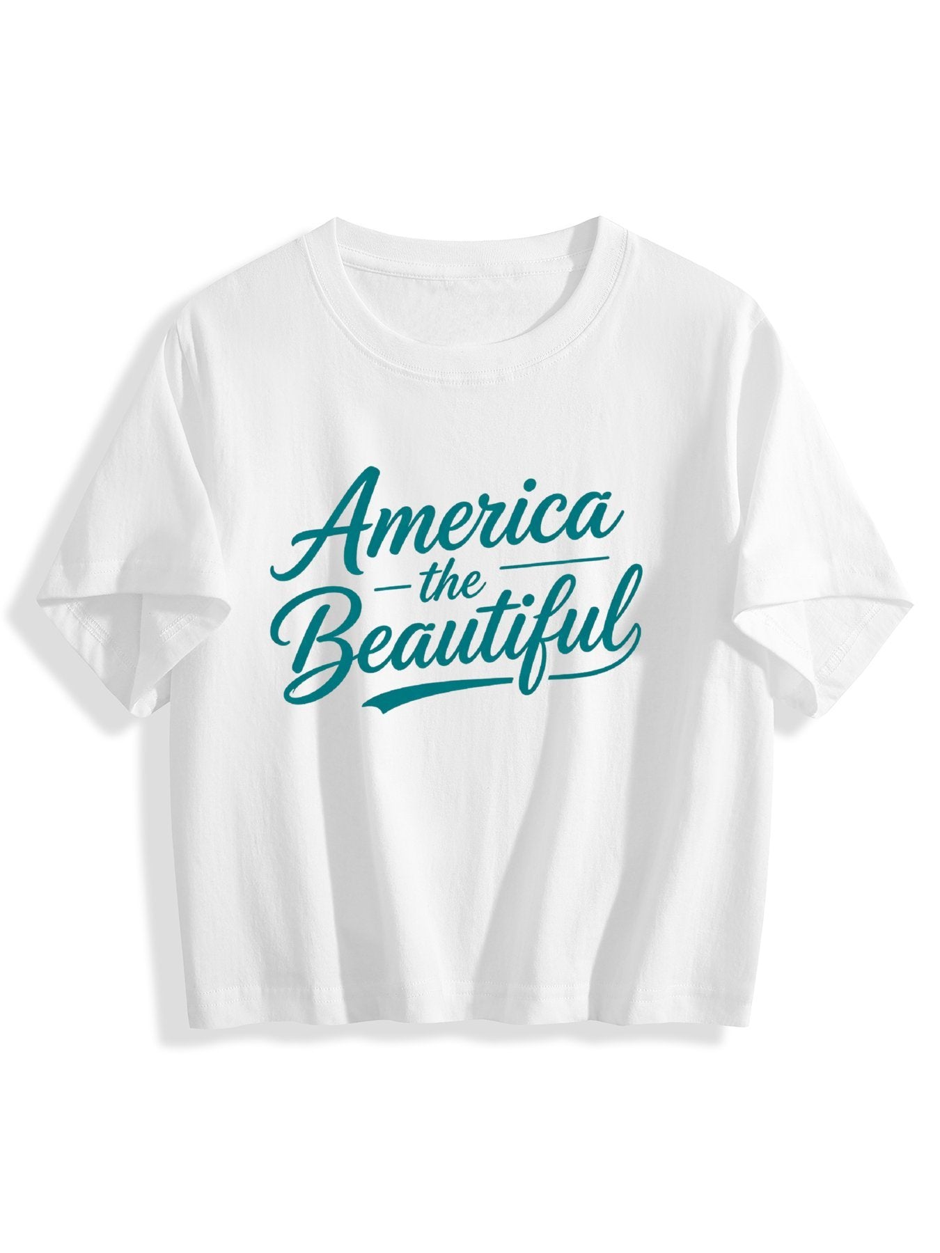 180g Pure Cotton Women's USA 250th. "America the Beautiful" Graphic T-Shirt,  Casual Cotton Tee for Daily Wear
