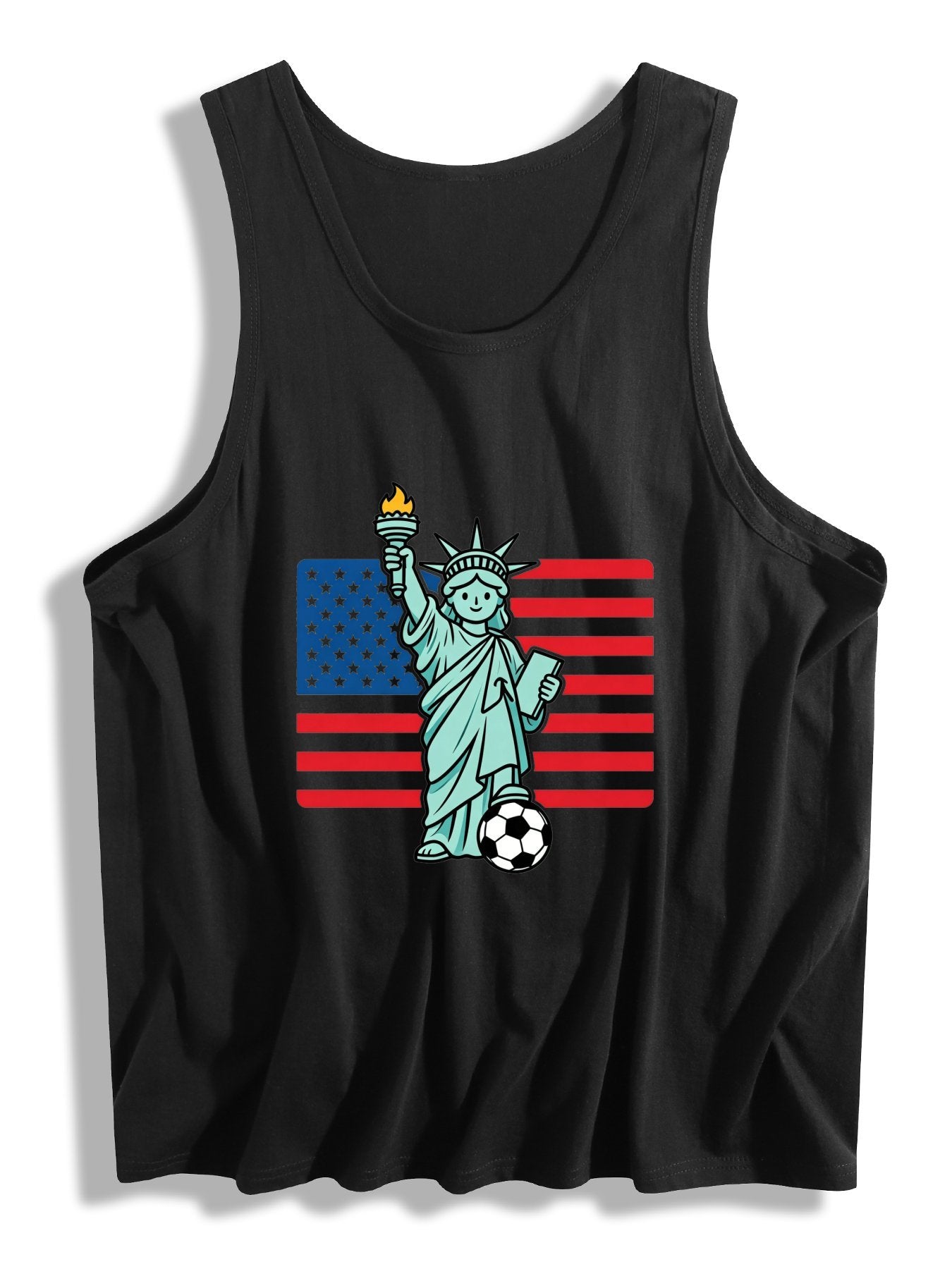 180g Pure Cotton Men's USA Soccer Graphic T-Shirt, USA Casual Cotton Tee