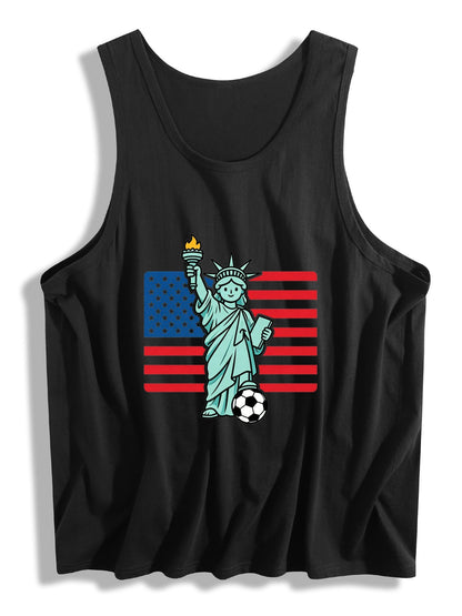180g Pure Cotton Men's USA Soccer Graphic T-Shirt, USA Casual Cotton Tee