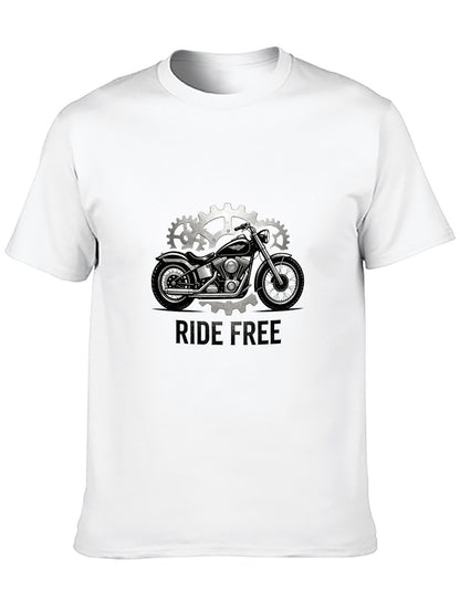 180g Pure Cotton Men's and Women's  "RIDE FREE" Graphic T-Shirt, USA Casual Cotton Tee