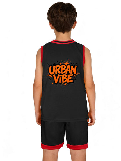 Kids Basketball Training Set, Youth Printed Basketball Suit Set for Daily Play
