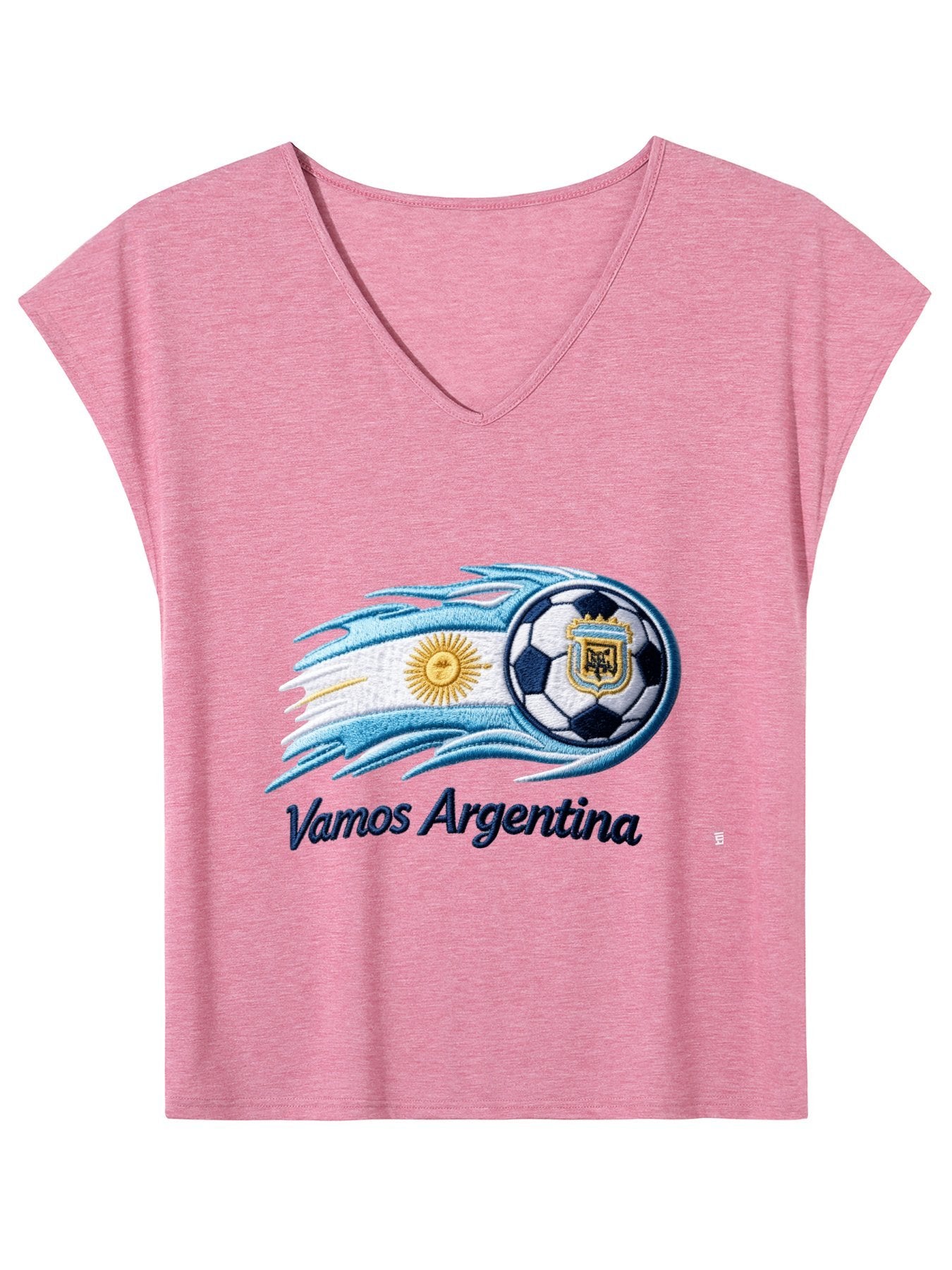 V-neck Sleeveless T-Shirt, Women's World Cup 2026  "Vamos Argentina" Graphic T-Shirt, USA Casual Cotton Tee