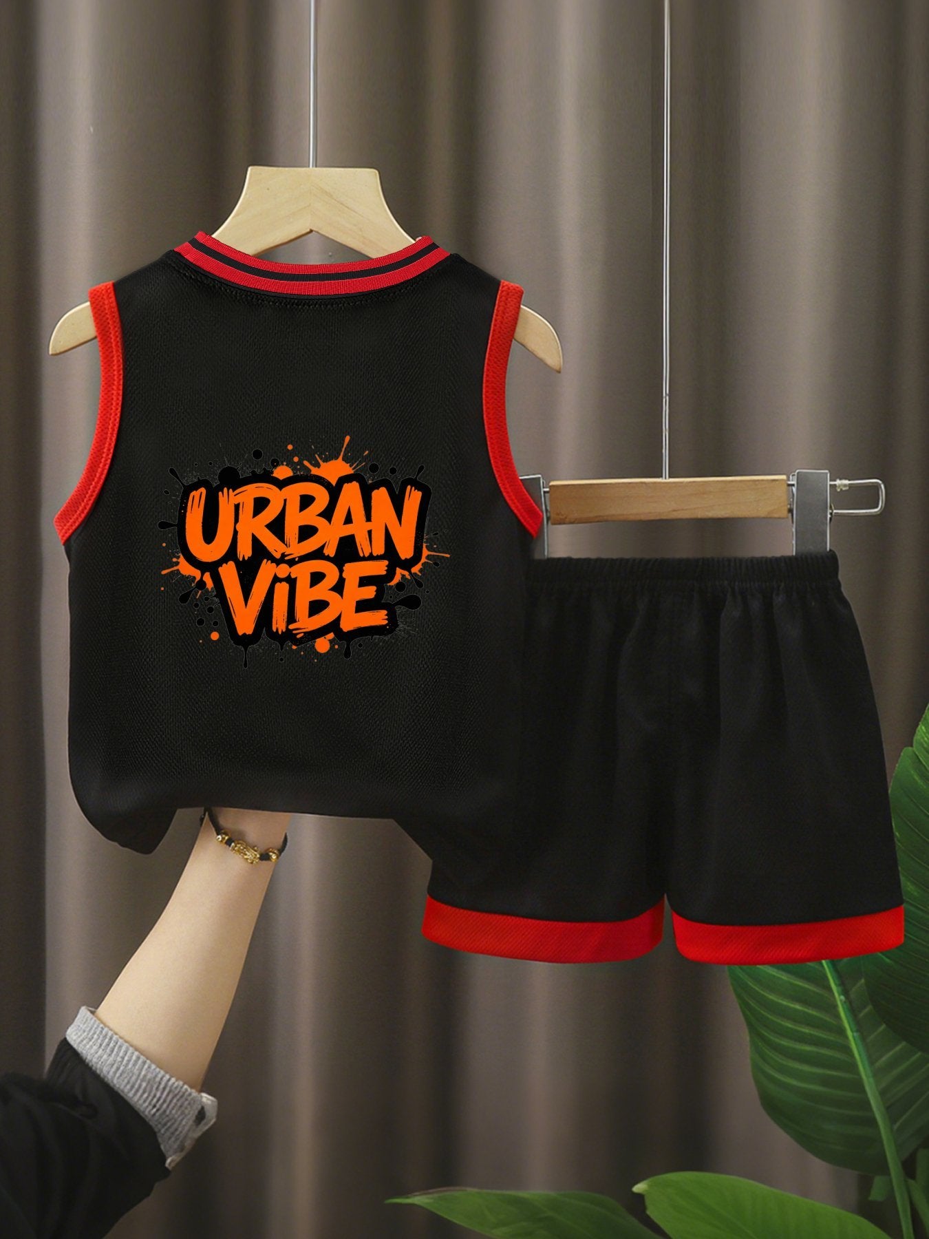 Kids Basketball Training Set, Youth Printed Basketball Suit Set for Daily Play