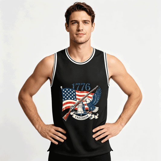 Custom Adult Basketball Jersey Personalized Print Basketball Top, USA 250th. Veteran Graphic