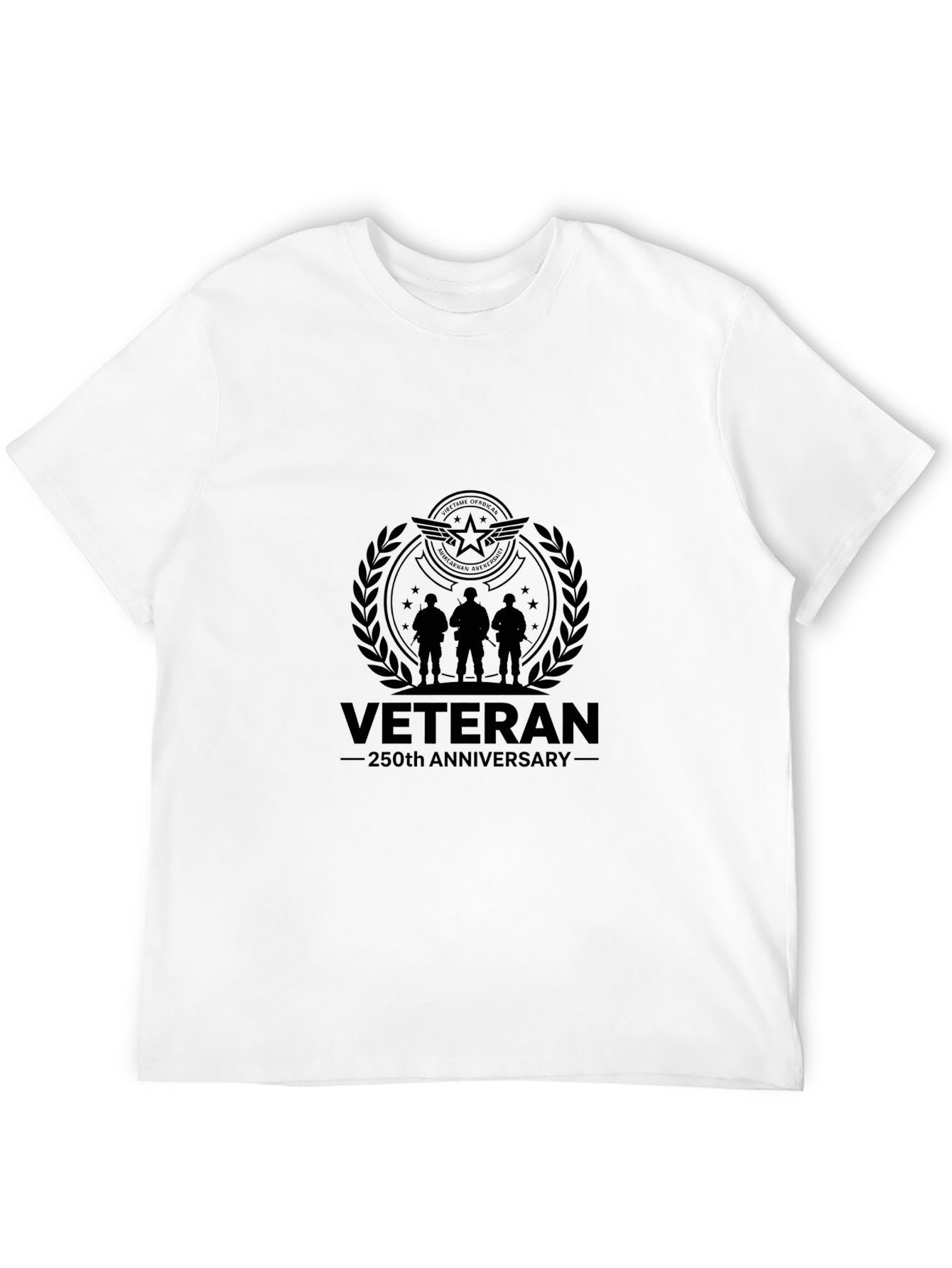 180g Pure Cotton Men's and Women's Patriotic "Veteran" Graphic Casual Cotton Tee for Daily Wear