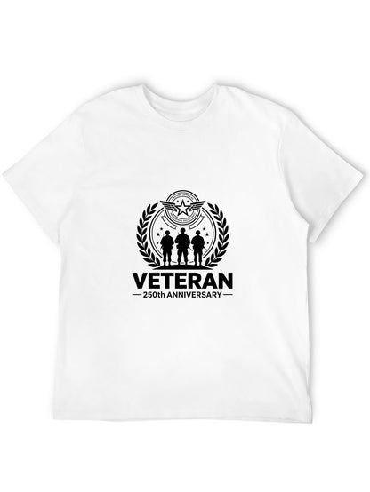 180g Pure Cotton Men's and Women's Patriotic "Veteran" Graphic Casual Cotton Tee for Daily Wear